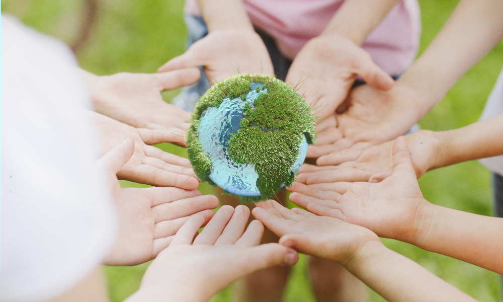 Uniting for a greener future: let's preserve the environment together.
